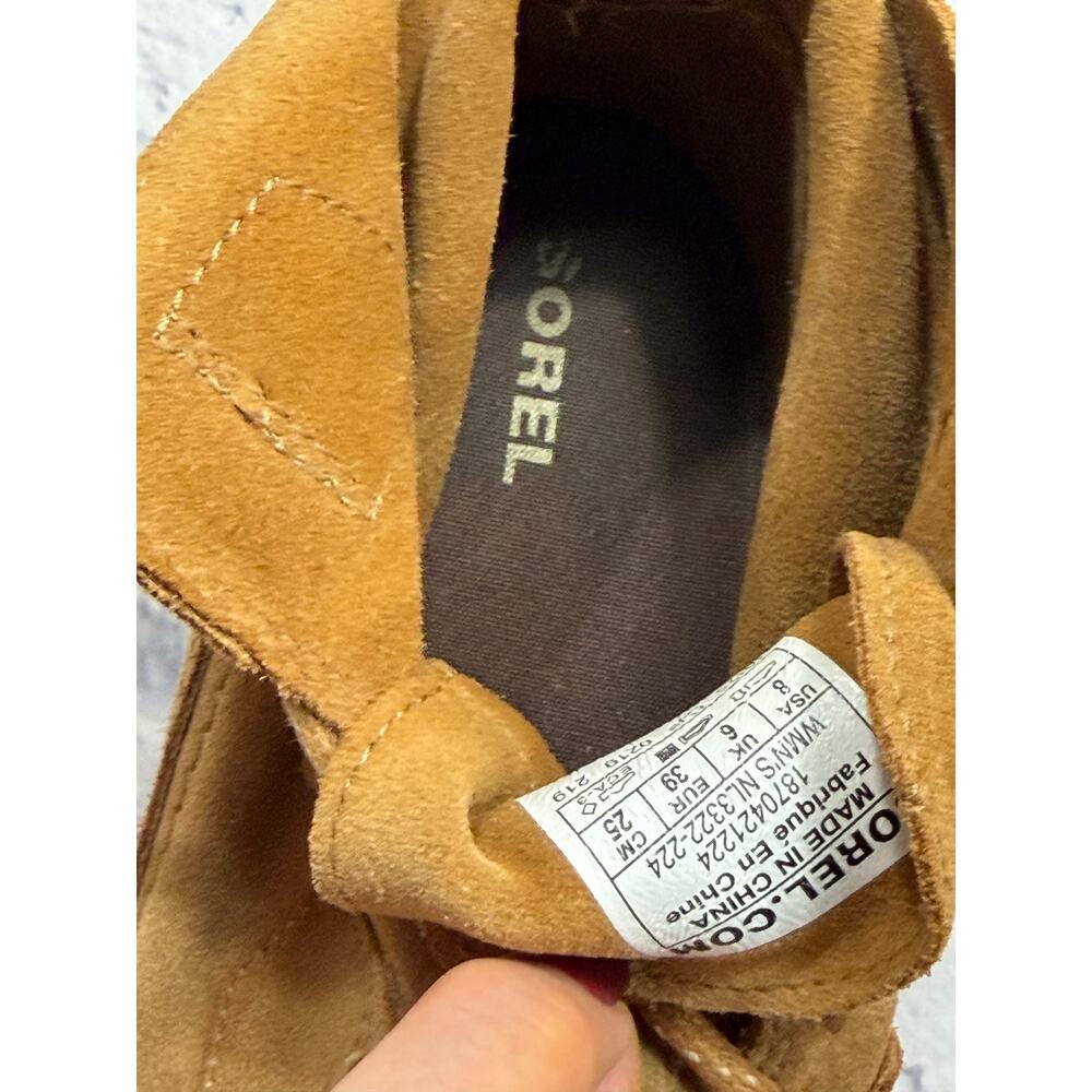 Sorel Women's Cognac Suede Lace-Up Wedge Winter Boots - Picture 9 of 10